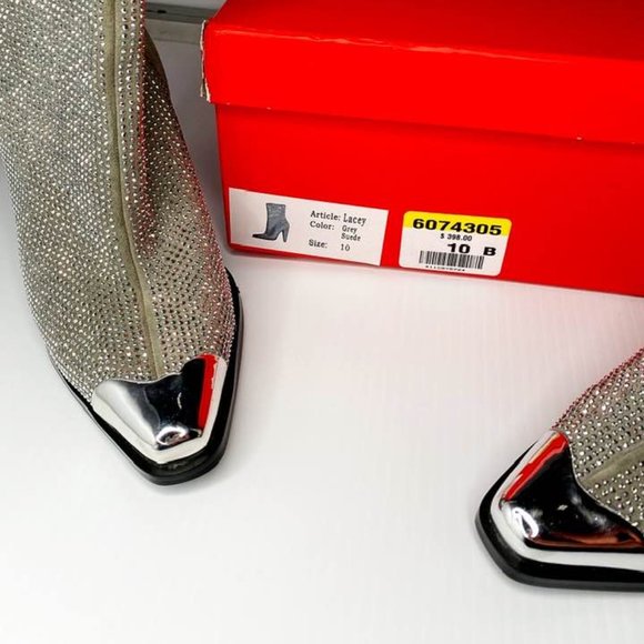 Womens Suede Rhinestone Boots - sz 10 - Picture 6 of 9